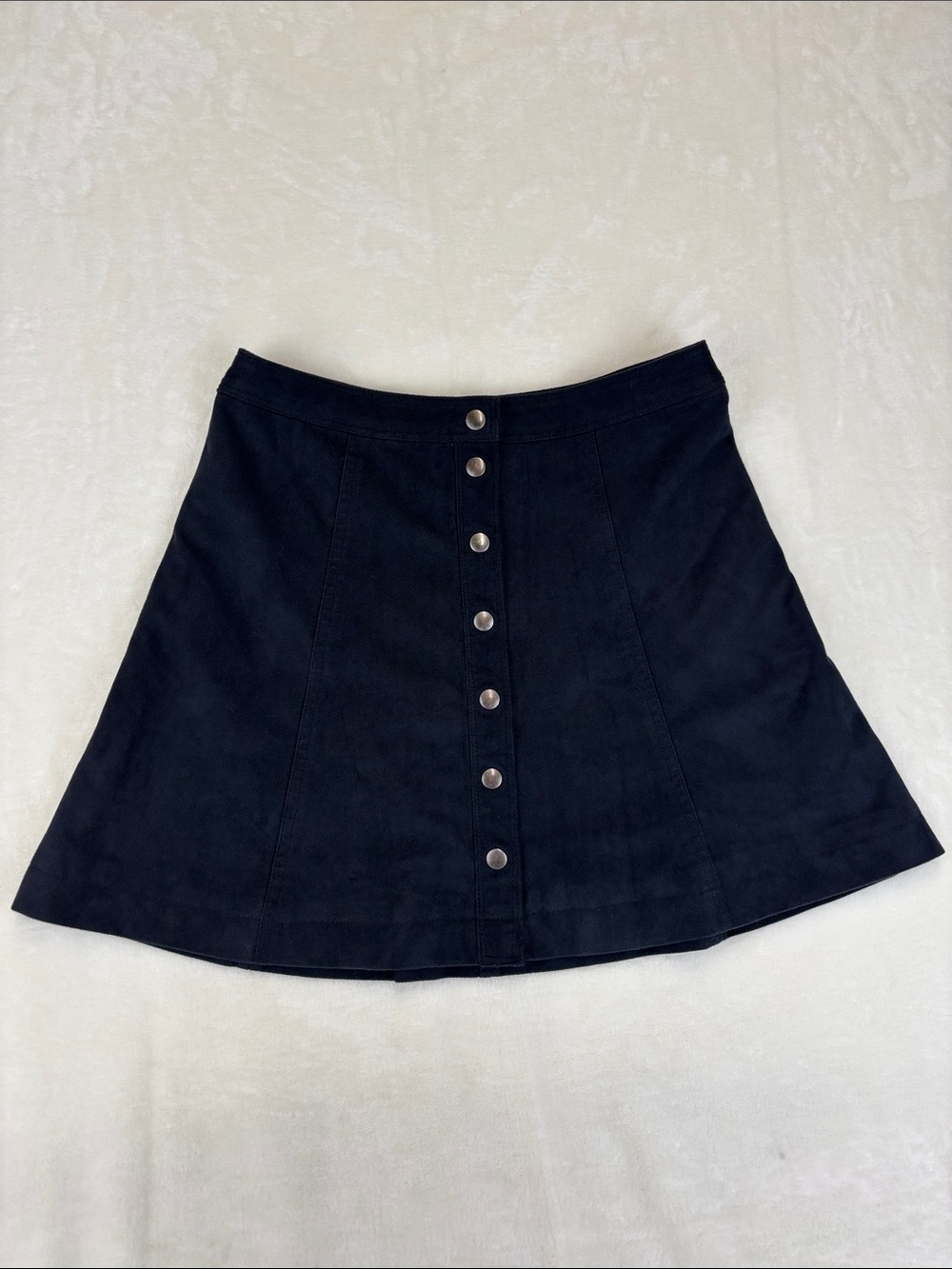 ABERCROMBIE & FITCH Black Suede Button Up Y2K Skirt Size 0